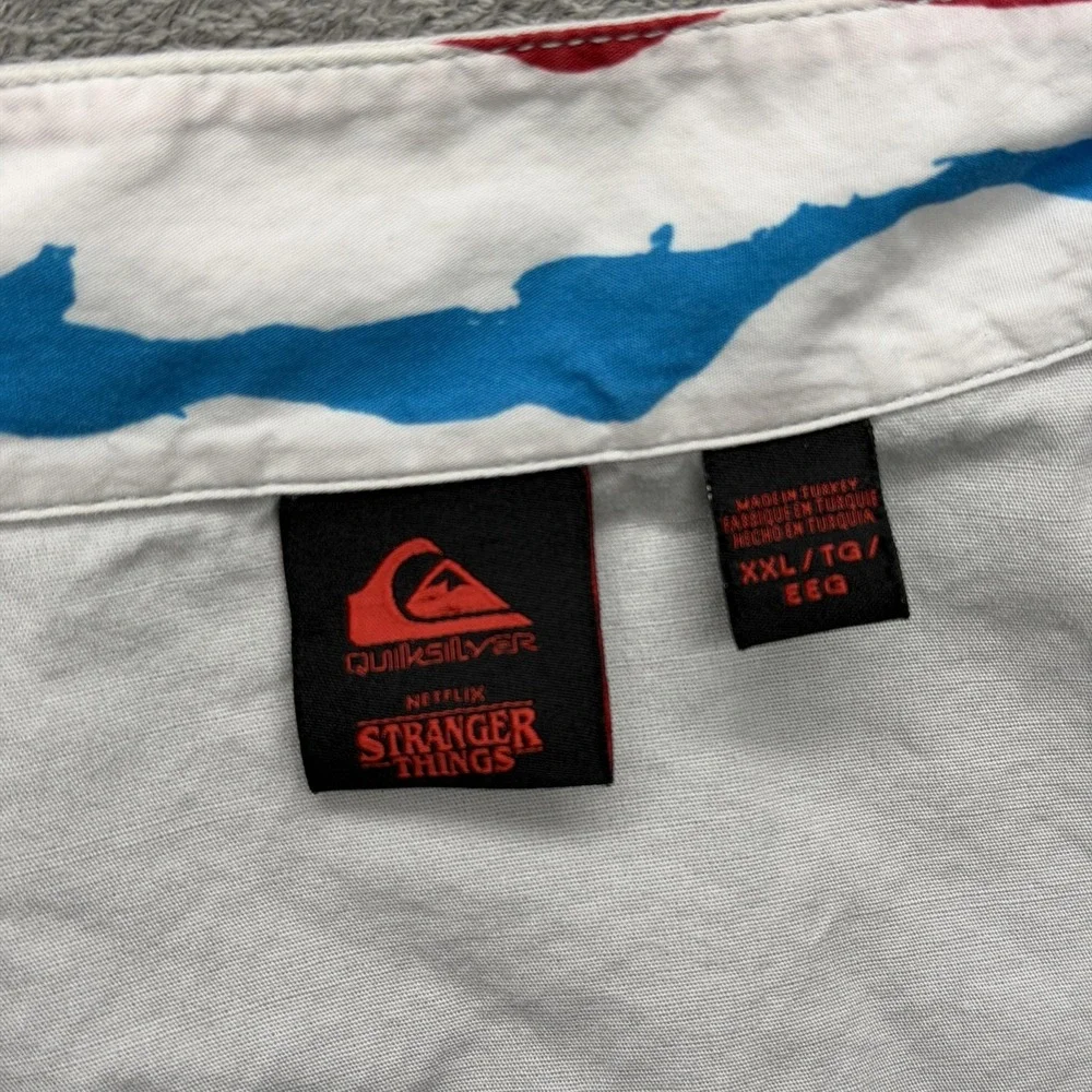 Quiksilver Jacket Mens 2XL Gray Bomber Collared Lined Stranger Things‎ Logo